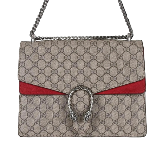 Gucci Dionysus Medium GG Supreme Shoulder Bag Red
